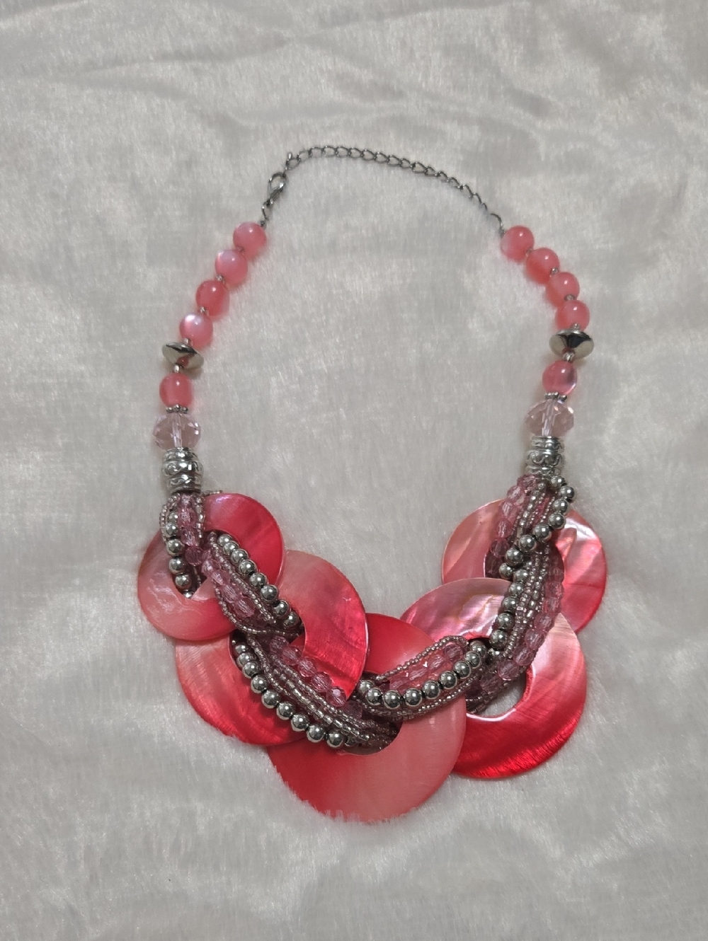 Handcrafted Pink Statement Necklace - Elegant Women Jewelry